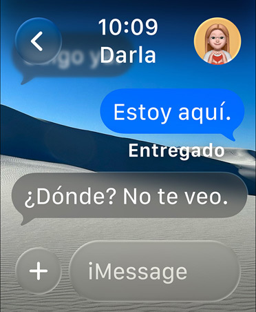 Mensajes en un Apple Watch