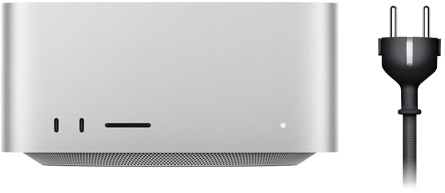 Mac Studio alături de cablul său de alimentare