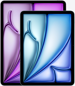 Imagen de un iPad Air de 11 pulgadas y otro de 13 pulgadas en la que se aprecia la diferencia de tamaño