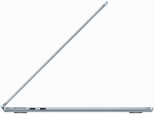 Side view of MacBook Air in Sky Blue color